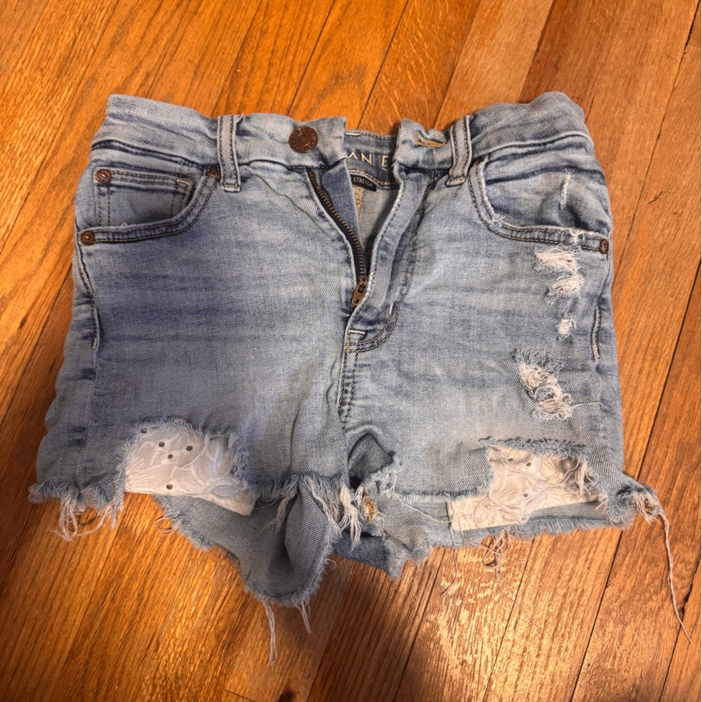 American Eagle Outfitters Light Blue Distressed Denim Shorts